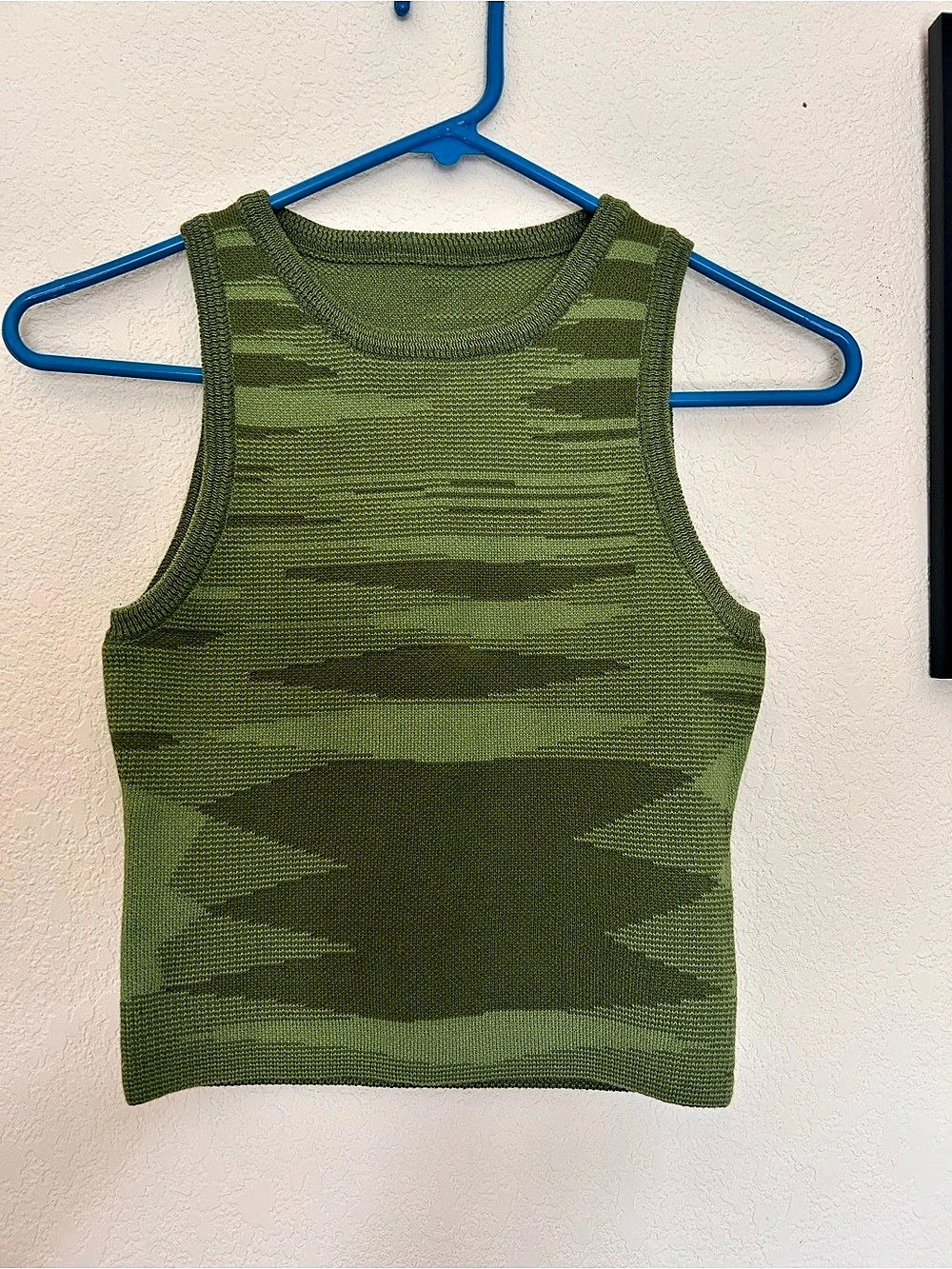 Green Geometric Knit Tank Top